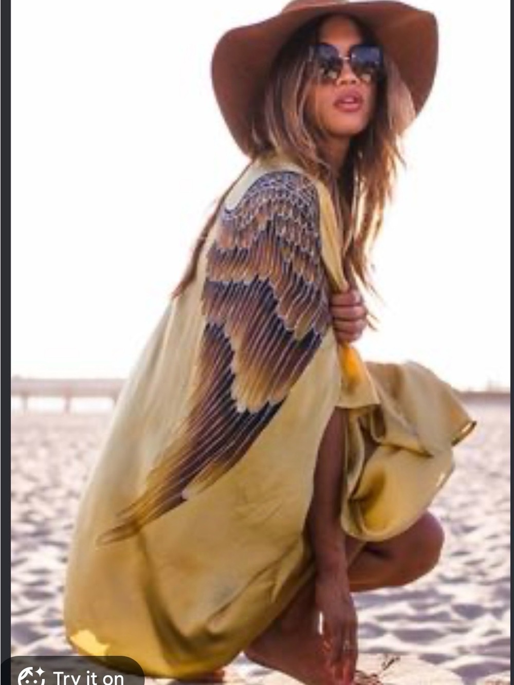 Warriors of the Devine Archangel Gabriel Goddess Kaftan Hand-painted On Viscose